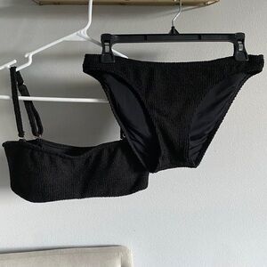 Black ribbed swimsuit bikini